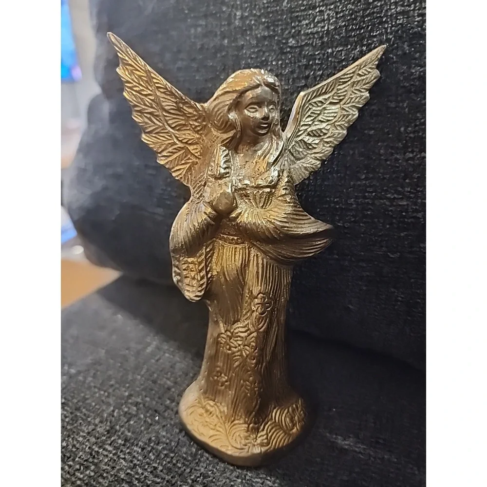 Vintage Brass/Copper Angel‎ Candleholder. Heavy. Detailed.